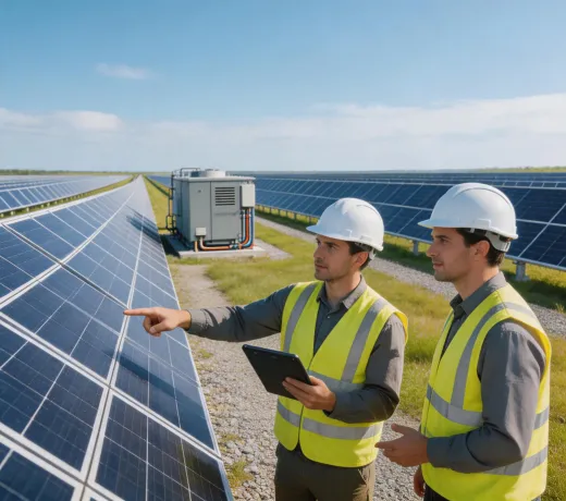 Field technicians at solar farm